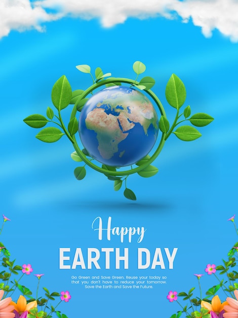 PSD earth day 3d social media story design template