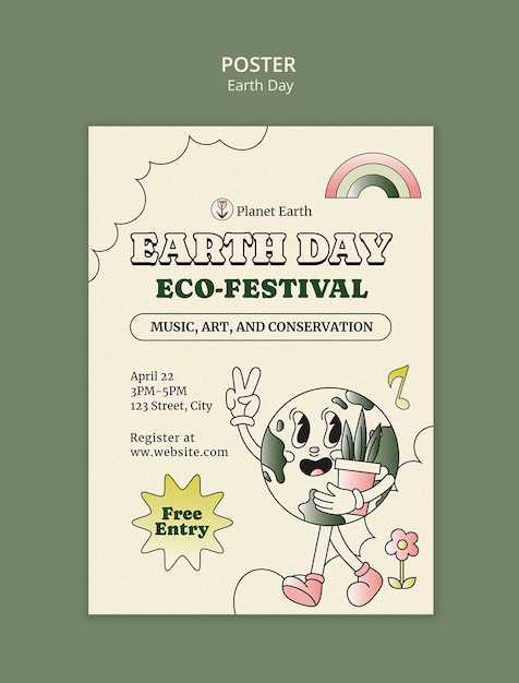 PSD earth day celebration poster template