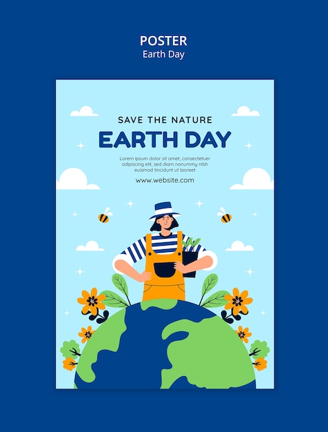 Earth day celebration poster template