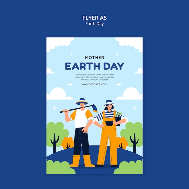 PSD earth day celebration poster template