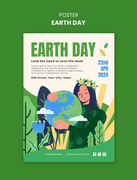 Earth day celebration poster template