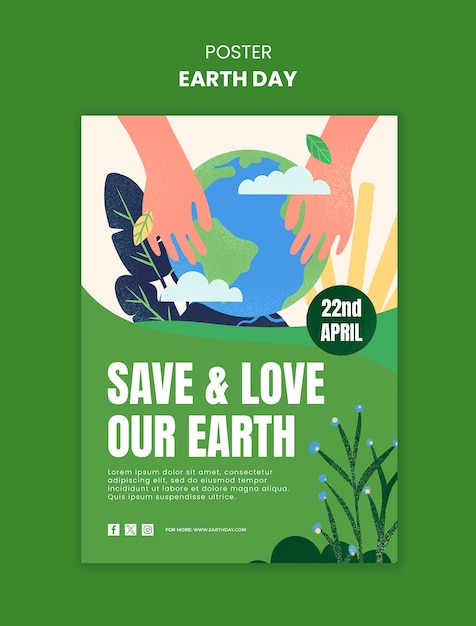 PSD earth day celebration poster template