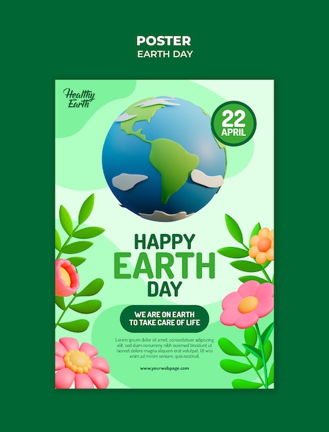 PSD earth day celebration poster template