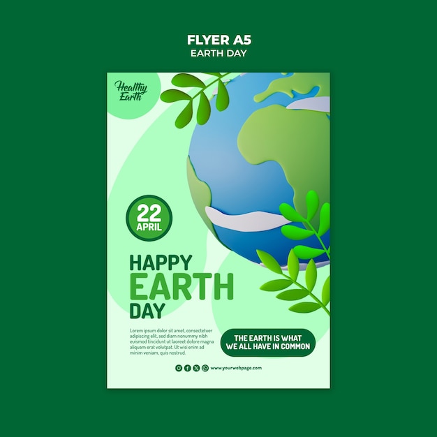 PSD earth day celebration poster template