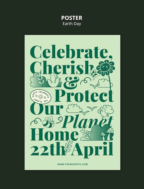 Modello di poster per la celebrazione della giornata della terra