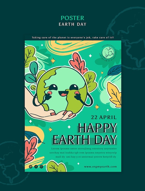 Earth day celebration poster template