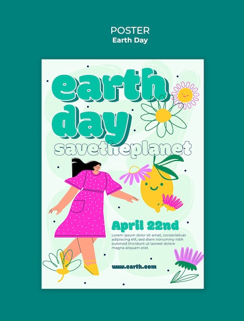 Earth day celebration poster template