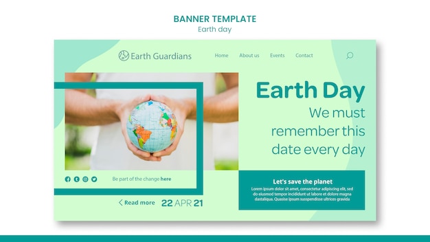 PSD earth day concept banner template