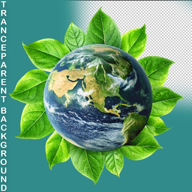 PSD earth day concept illustration of the green planet earth on a transparent background