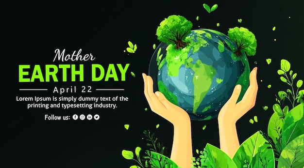 Earth Day Design with Hands Protecting the Planet