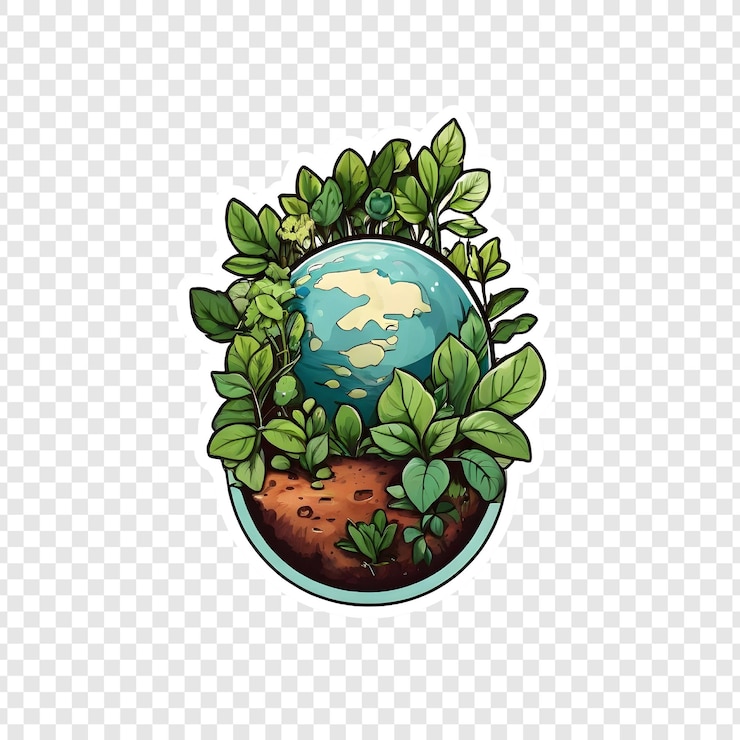 PSD earth day planet green leaves growth ecology nature save