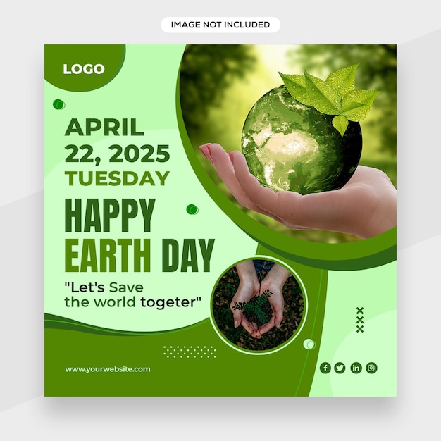 PSD earth day related social media post banner or square flyer template or facebook cover template