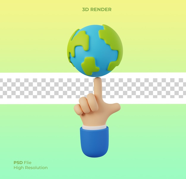 Earth Day Save World Environment Concept Human hands holding globe with isolated 3d Render