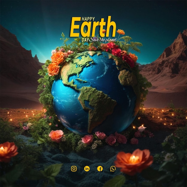 Earth Day social media Instagram post banner design template