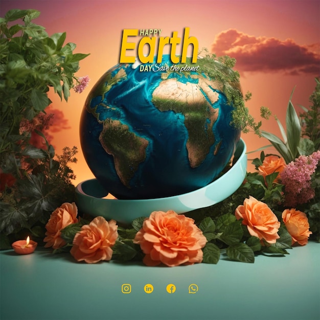 Earth Day social media Instagram post banner design template