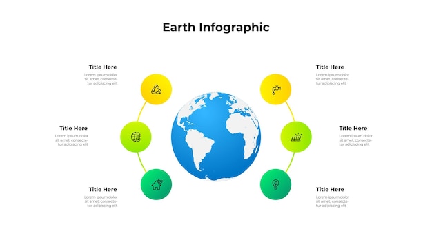 Earth ecology infographic template Save the world environment concept with 6 options