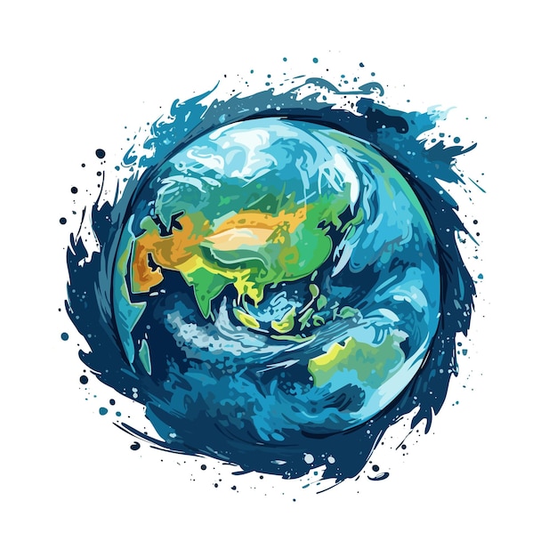 Earth fantasy illustration watercolor png psd