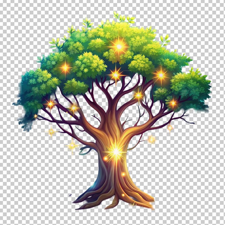 PSD earth full of vitality cartoon illustration world tree