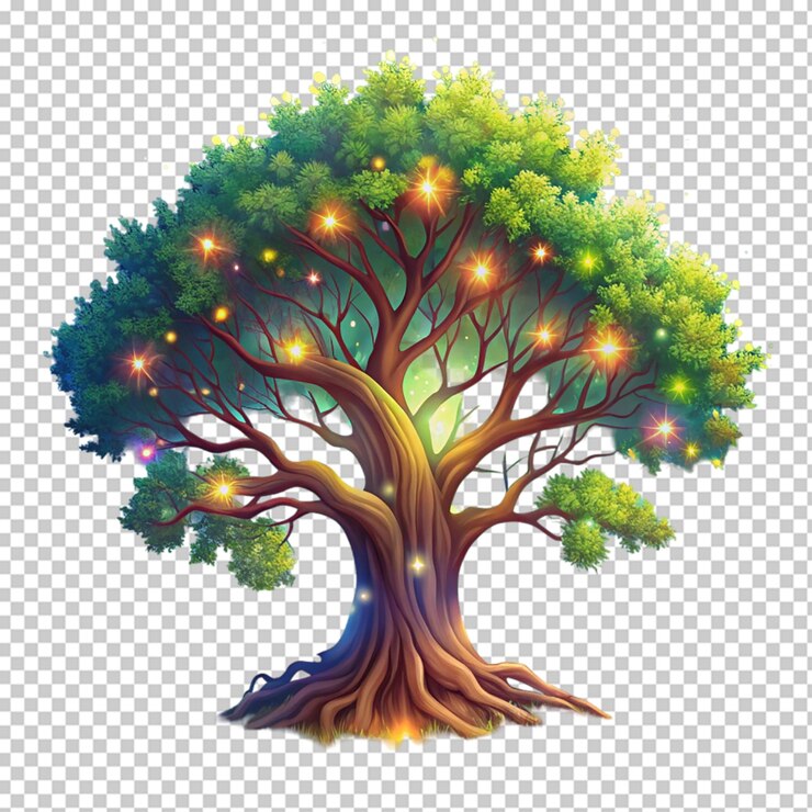 PSD earth full of vitality cartoon illustration world tree