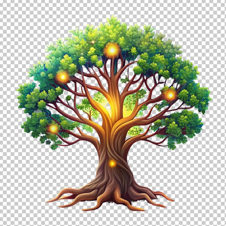 PSD earth full of vitality cartoon illustration world tree