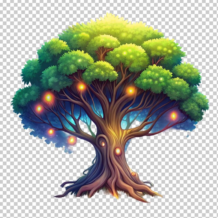 PSD earth full of vitality cartoon illustration world tree