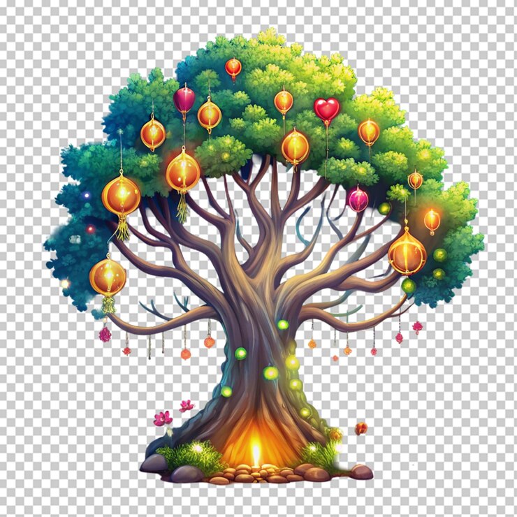 PSD earth full of vitality cartoon illustration world tree