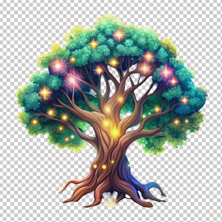 PSD earth full of vitality cartoon illustration world tree