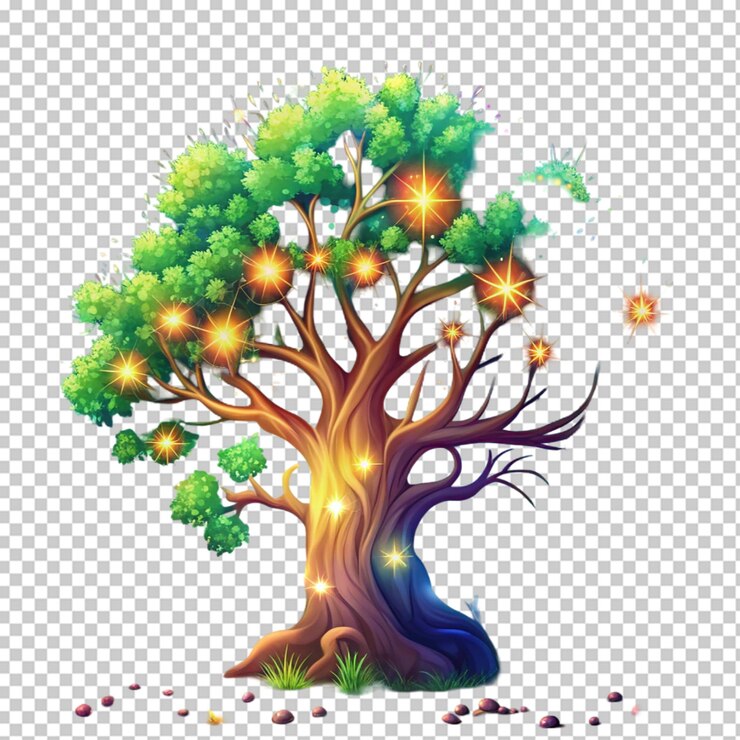PSD earth full of vitality cartoon illustration world tree