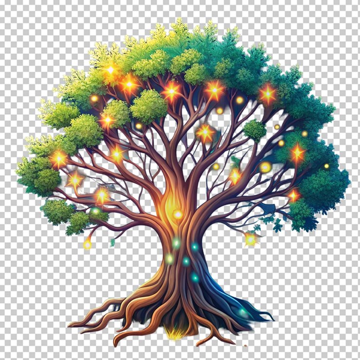 PSD earth full of vitality cartoon illustration world tree