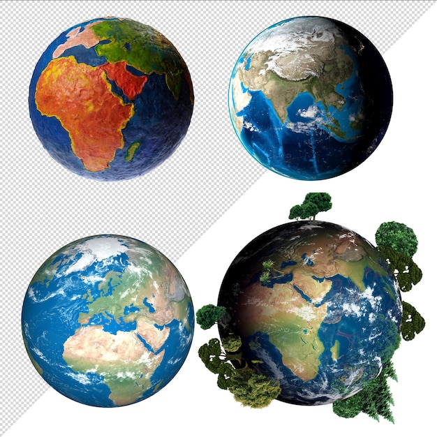 PSD earth globe isolated