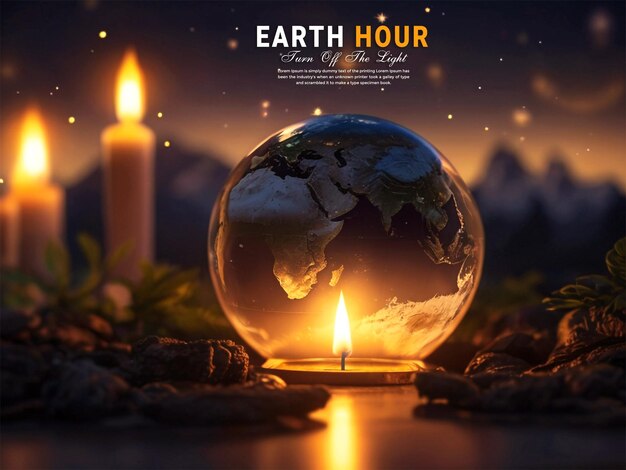 Earth hour banner en media landing page met earth hour achtergrond