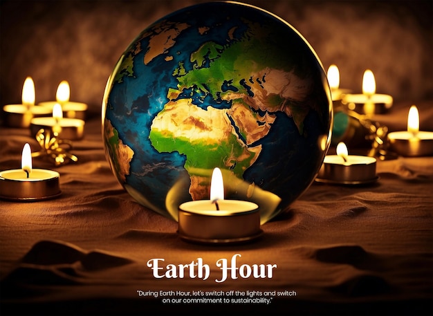 PSD earth hour concept candlelit earth to represent the spirit of earth hour