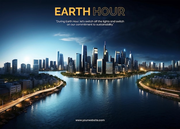 PSD earth hour concept a city transitioning from bright to dark during earth hour