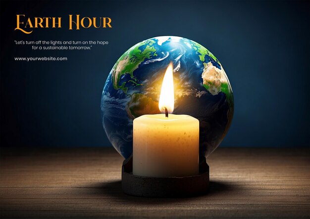 PSD earth hour concept kaarslicht aarde om de geest van earth hour te vertegenwoordigen