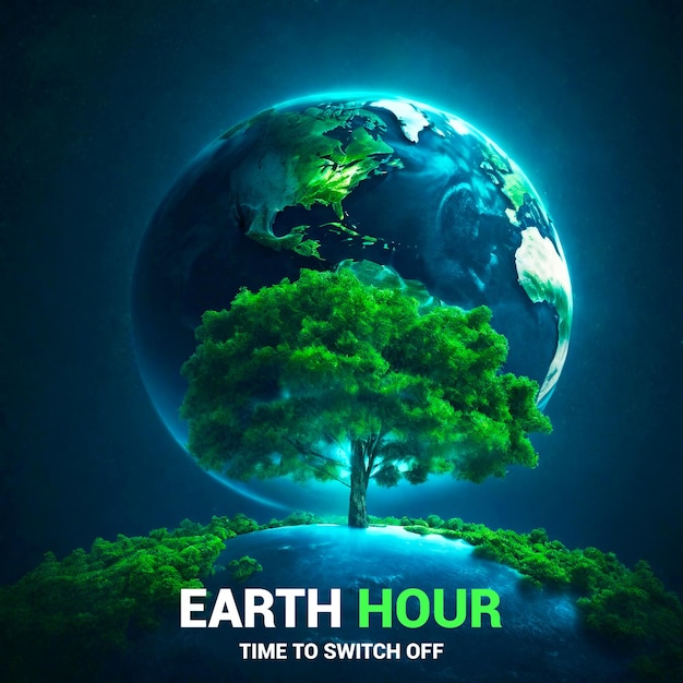 Час Земли Социальные сети Пост Шаблон дизайна Facebook Пост Счастливый час Земли