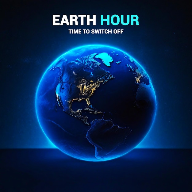 PSD earth hour social media post template earth hour template (szablon godziny ziemi)