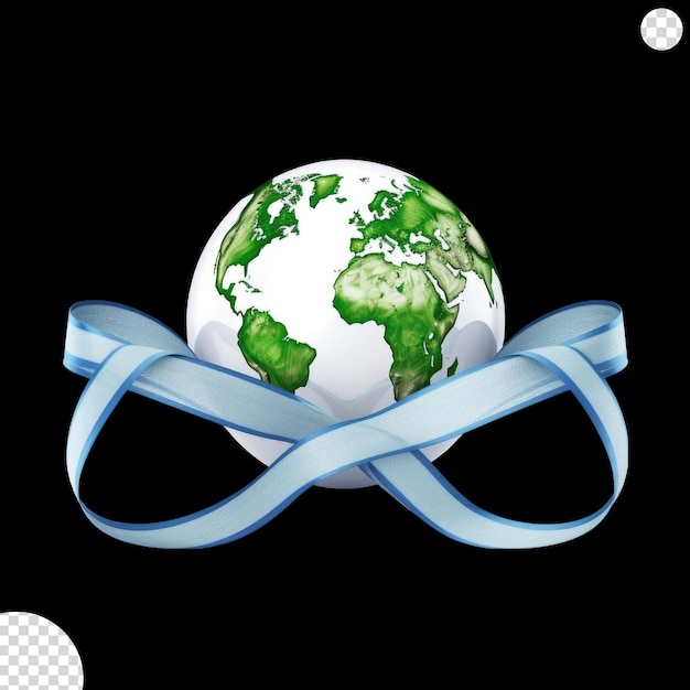 PSD earth integrated into a ribbon shape for world health day png