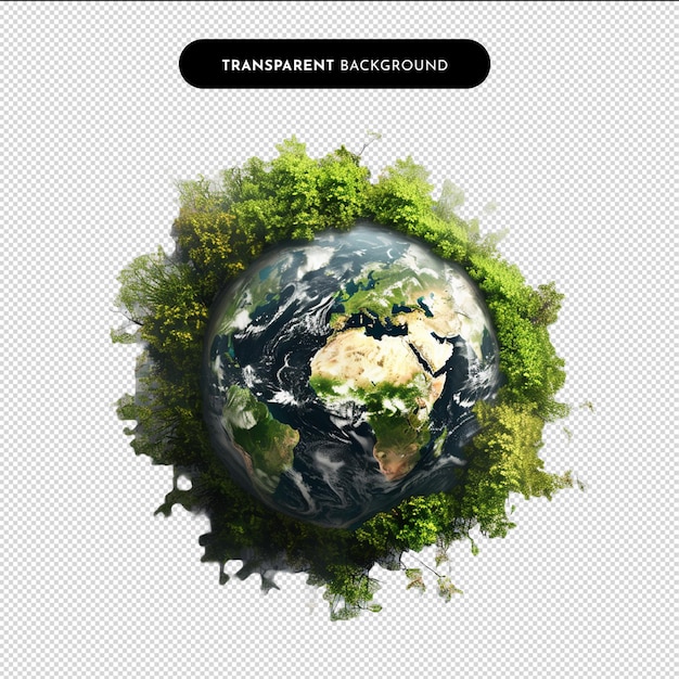 PSD earth isolated on a transparent background