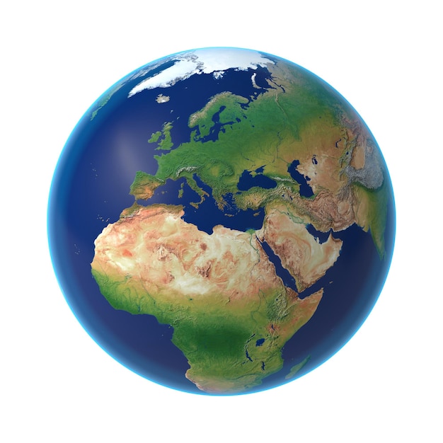 Earth Isolated transparent background 3d rendering