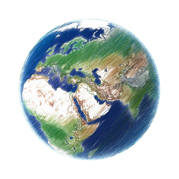 PSD earth isolated transparent background drawing