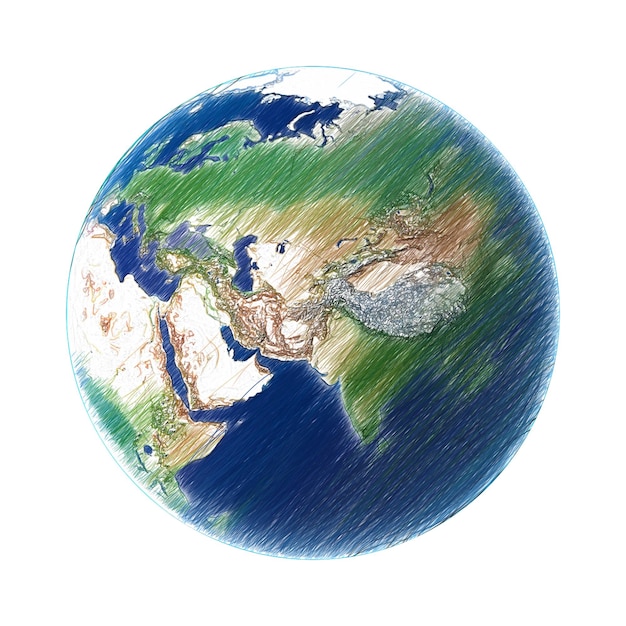 PSD earth isolated transparent background drawing