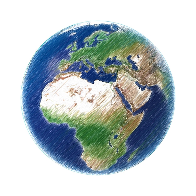 PSD earth isolated transparent background drawing