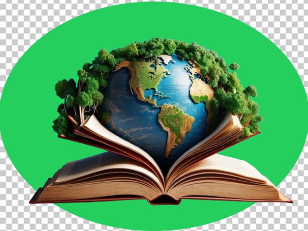 PSD earth on a open book background world book day