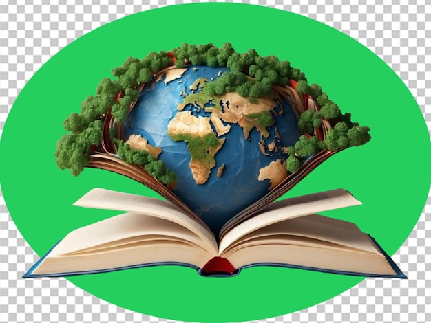 Earth on a open book background world book day