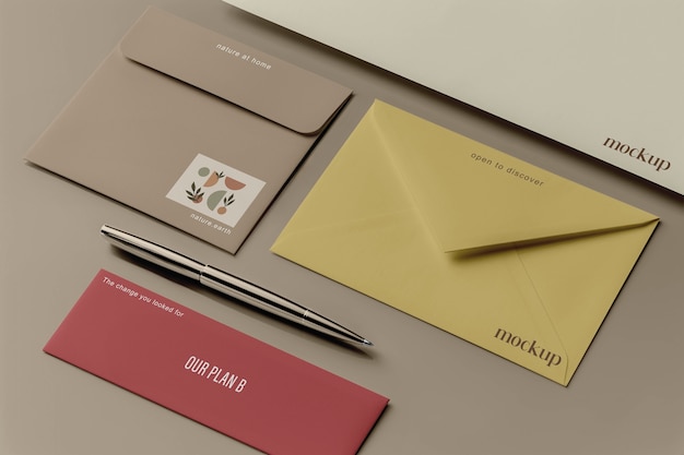 Earth tones business stationery mockup