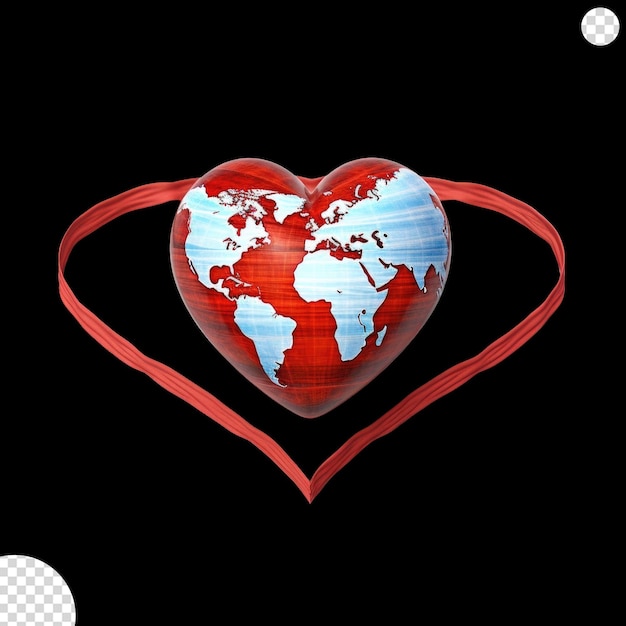 PSD earth with a heartbeat line wrapping around emphasizing the importance of cardiovascular health worldwide png