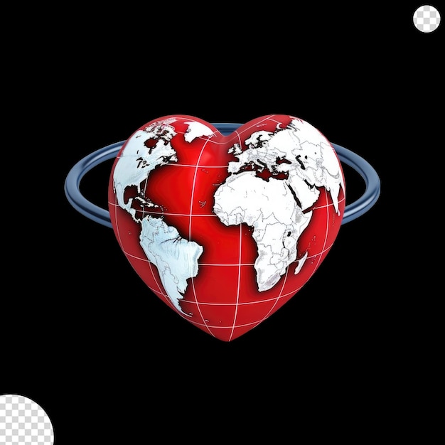 Earth with a heartbeat line wrapping around emphasizing the importance of cardiovascular health worldwide png