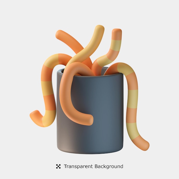 Earthworm 3d icon illustration