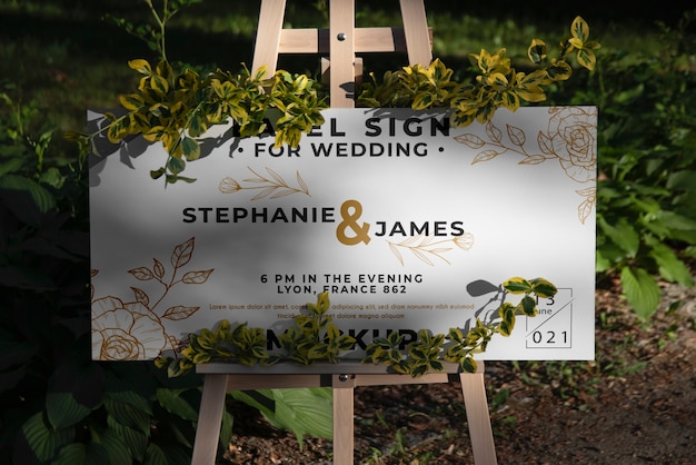 Easel sign mockup for wedding