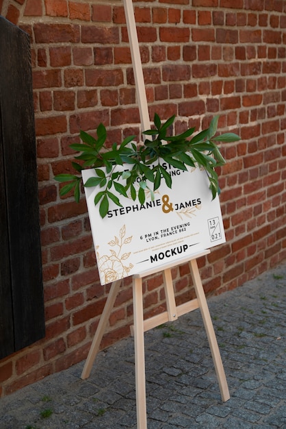 Easel teken mockup voor bruiloft